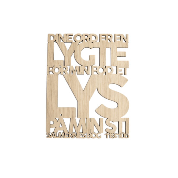 Dine ord er en lygte | Træskilt | Salmernes bog 119:105 | Bibelvers